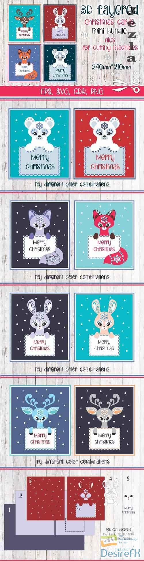 3D Layered Christmas cards bundle - 692598