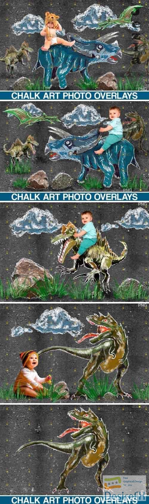 Dinosaurs Chalk art overlays, Dinosaur backdrop - 649347