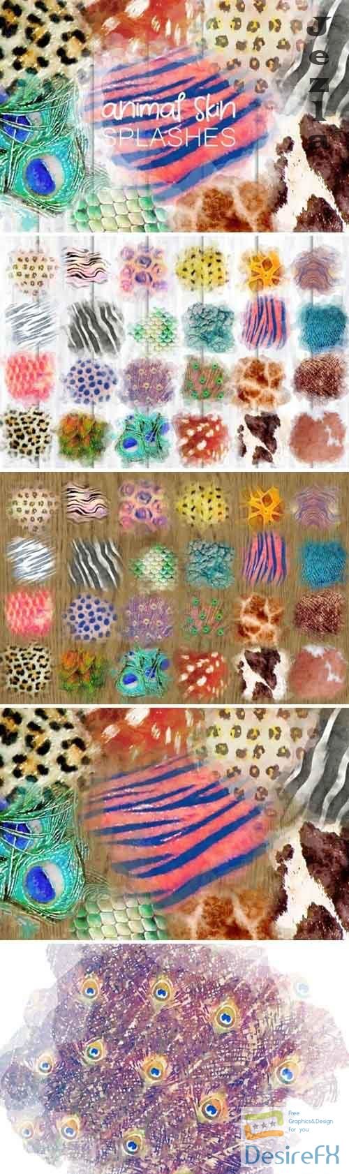 Animal Skin Watercolor Wash Splashes