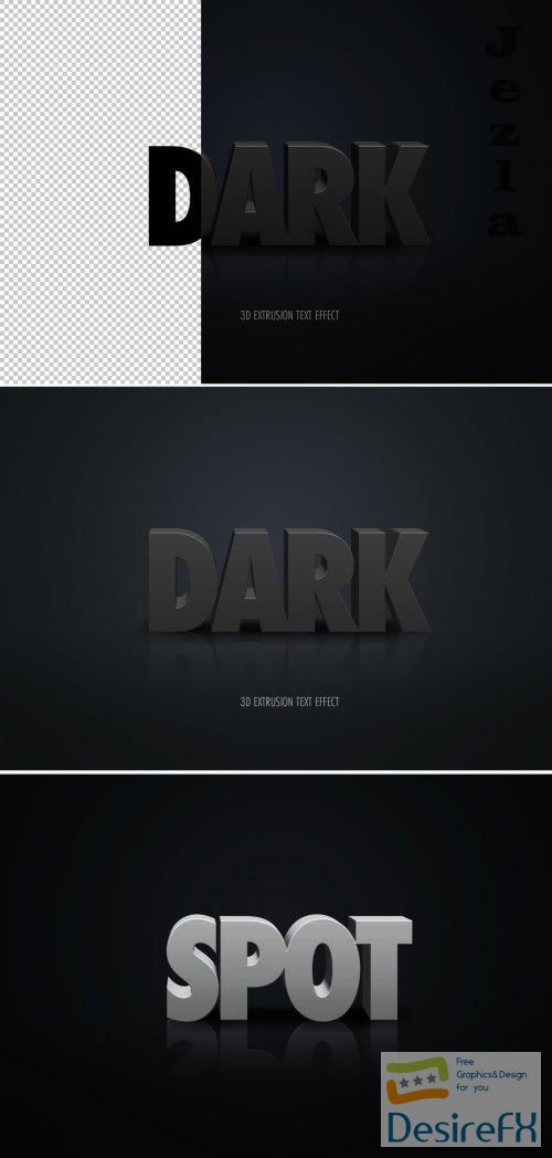 Dark Black 3D Extrusion Text Effect Mockup 356194598