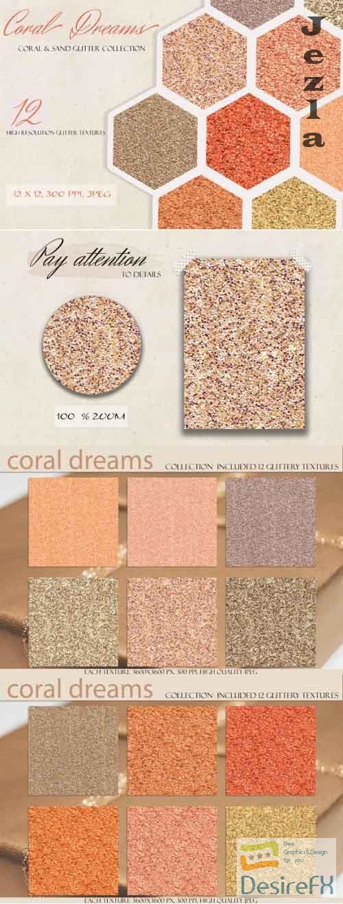 Coral Dream Glitter &amp; Foil Textures