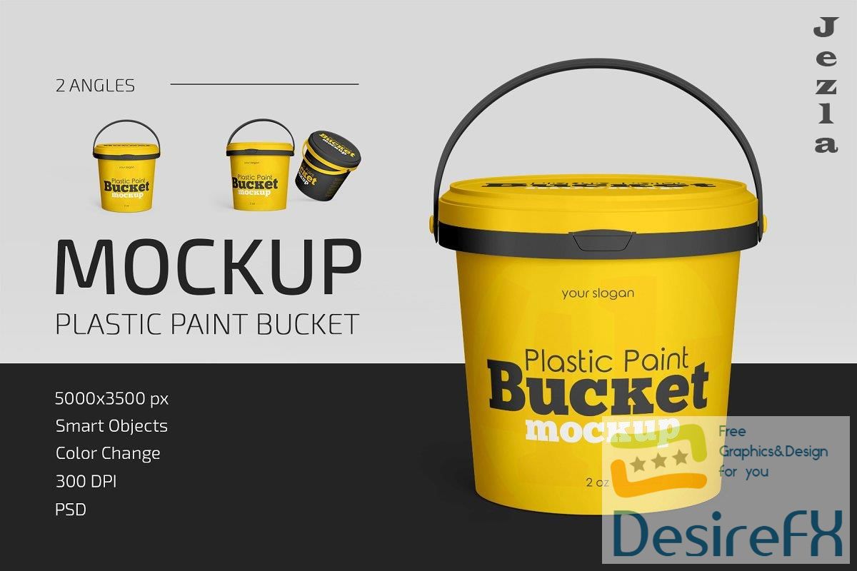 Download Desirefx.com | Download Plastic Paint Bucket Mockup Set 5034716
