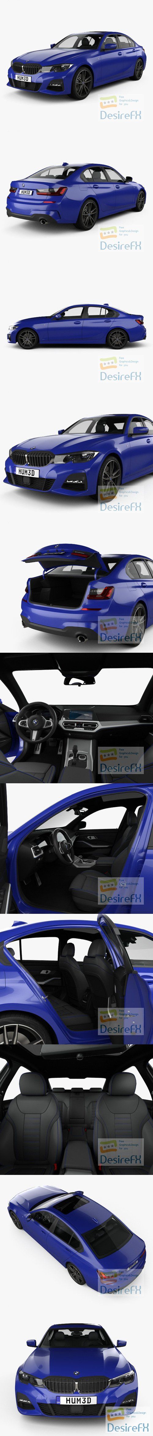 BMW 3 Series M-Sport sedan with HQ interior 2019 3D Model