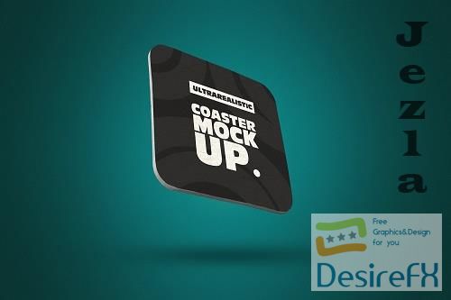 Clean Perspective Coaster Mockup - 4997988