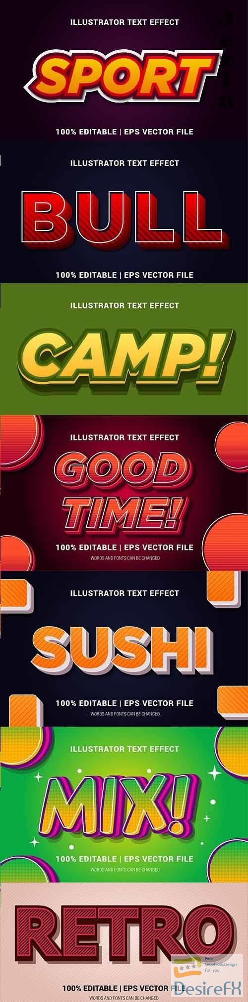 Editable font effect text collection illustration design 129