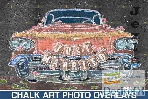 Wedding Chalk art Overlay, Just Married Chalk overlay - 709559