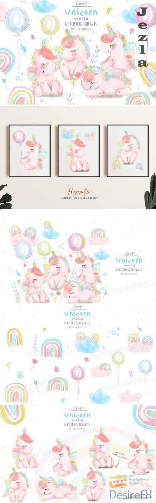Watercolor unicorn illustrations - 572804