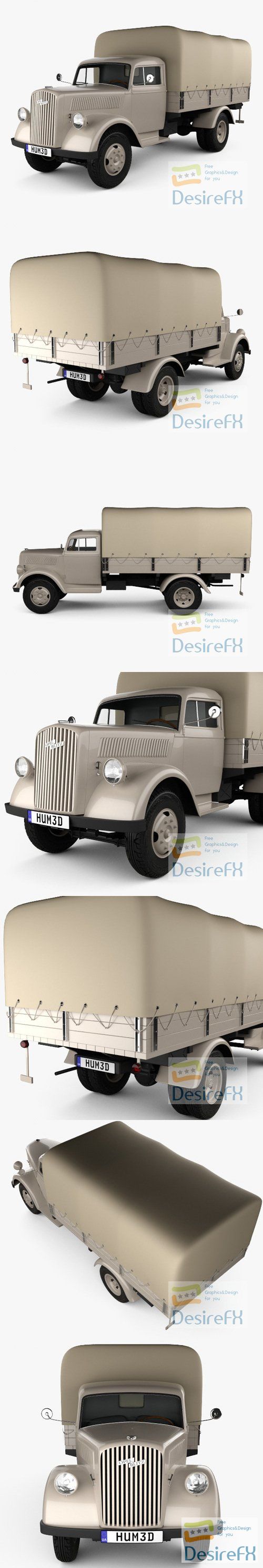 Opel Blitz Flatbed Truck 1940 3D Model