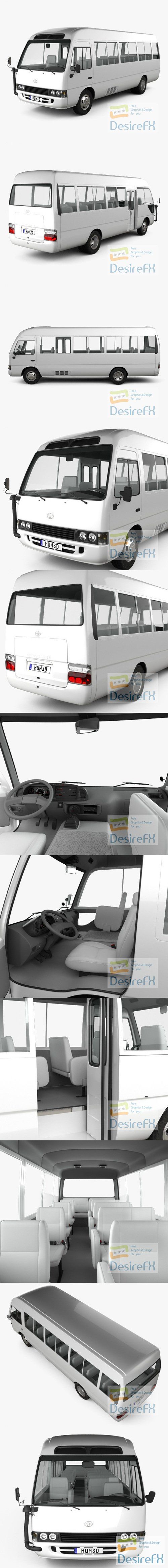Toyota Coaster with HQ interior 2014 3D Model