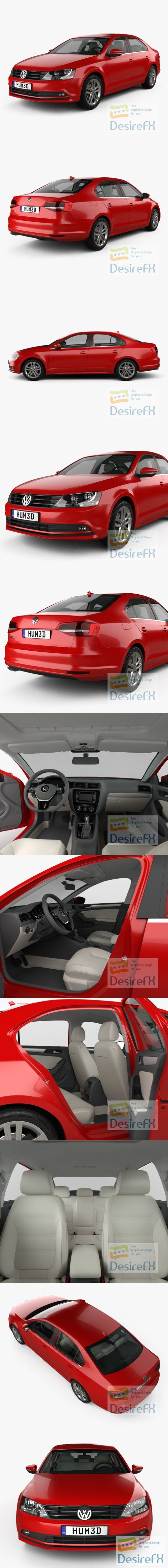 Volkswagen Jetta with HQ interior 2015 3D Model