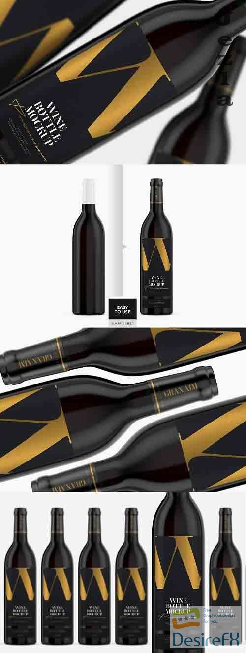 Dark Glass Wine Bottle Mockup - 5001897