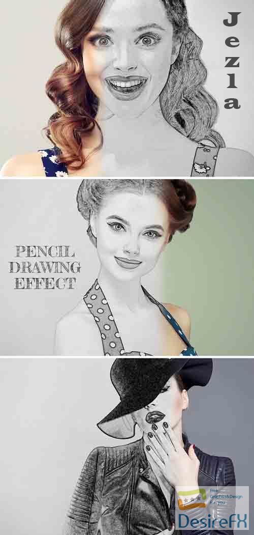Pencil Drawing Photo Effect Mockup 364810968