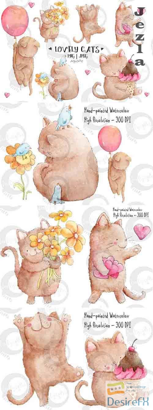 Lovely Cats | Watercolor Illustrations - 734137