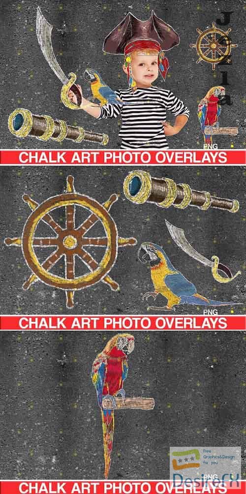 Sidewalk Chalk art Overlay, Baby Pirate backdrop - 723898
