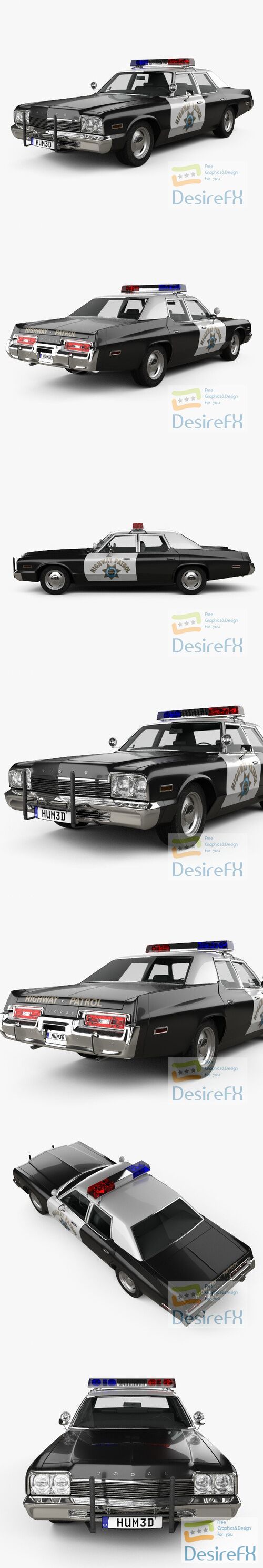 Dodge Monaco Police 1974 3D Model