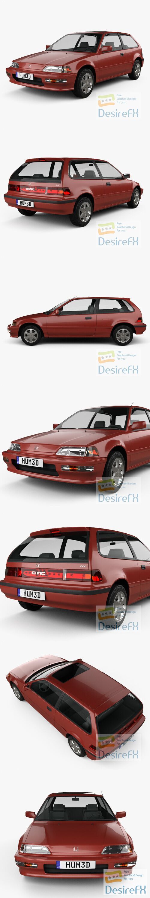 Honda Civic hatchback 1987 3D Model