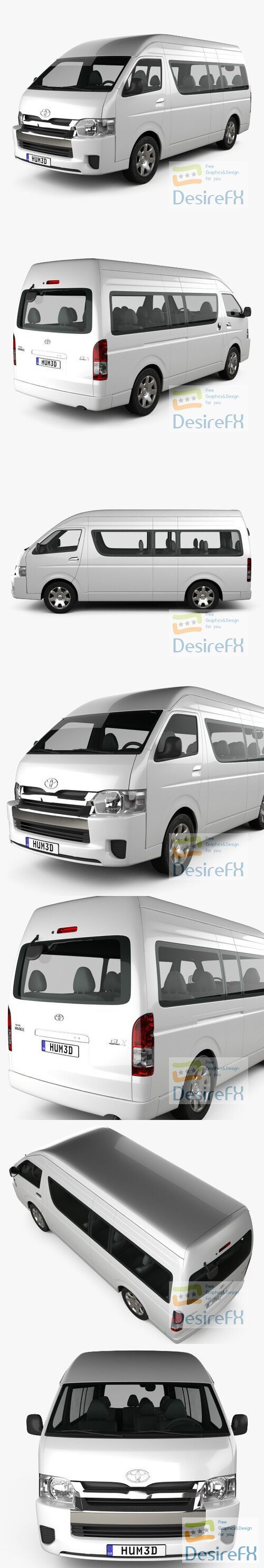 Toyota Hiace Passenger Van L2H3 GLX 2013 3D Model
