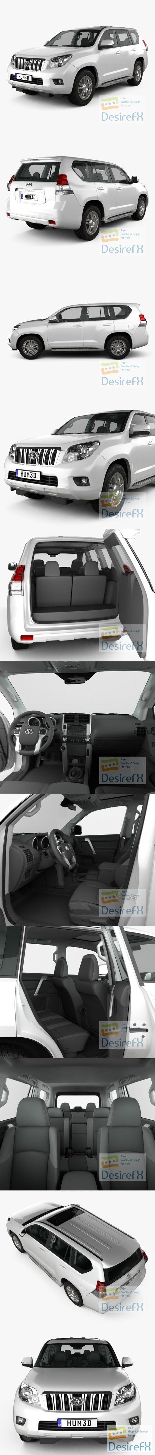 Toyota Land Cruiser Prado 5-door with HQ interior 2010 3D Model
