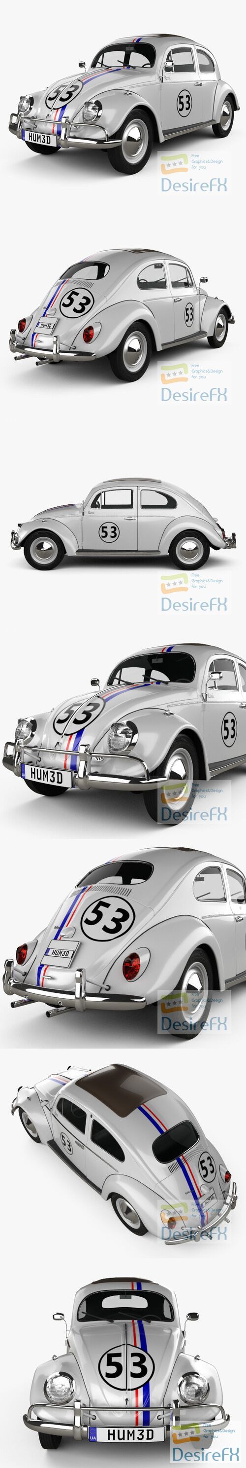Volkswagen Beetle Herbie the Love Bug 1963 3D Model
