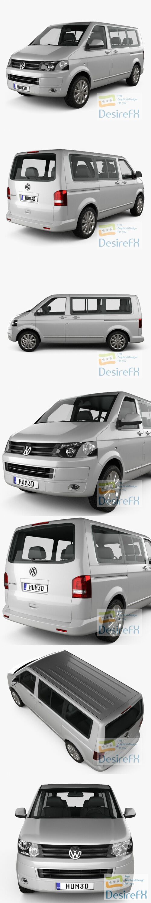 Volkswagen Transporter T5 Caravelle Multivan 2011 3D Model