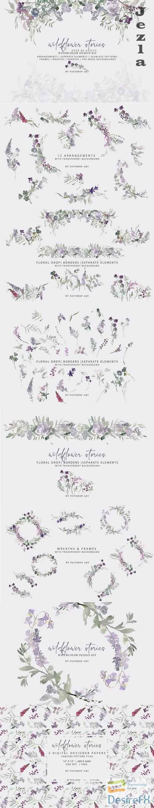 Watercolor Wildflower Clipart Set - 5133591