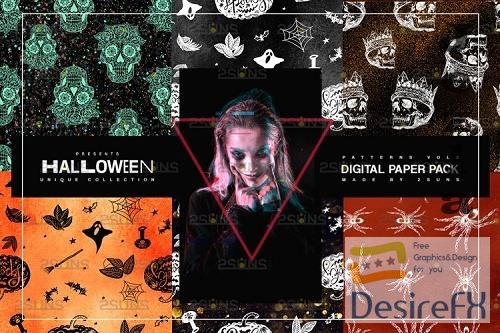 Halloween Digital Paper, Halloween Horror Witch Skulls Ghost - 781919