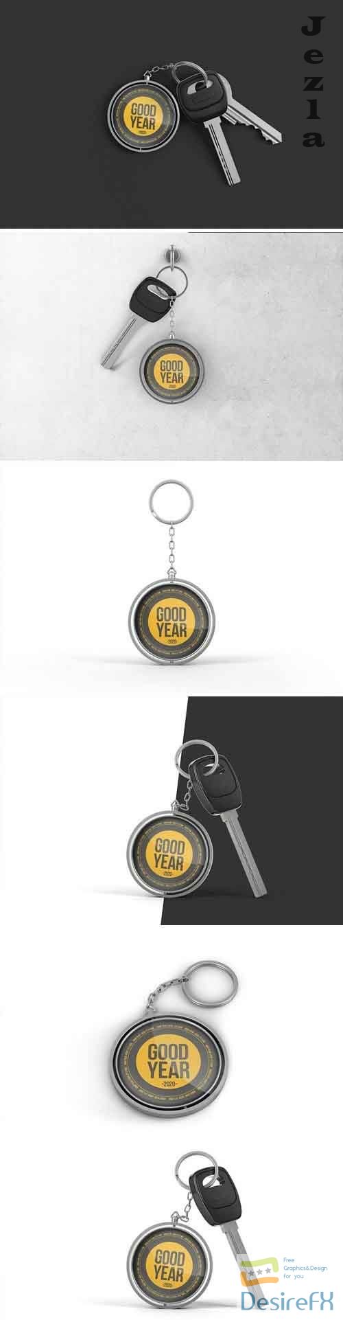 Branded Metal Keychain Mockup - YBA3UPK