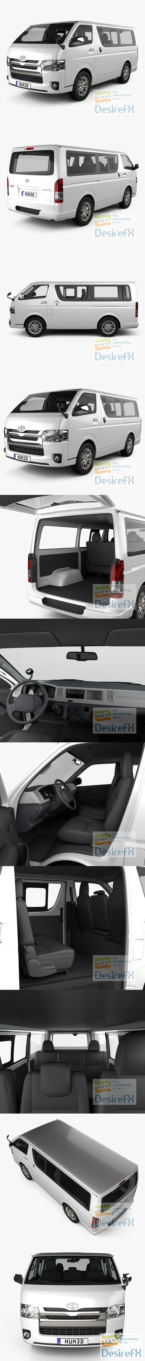 Toyota Hiace LWB Combi with HQ interior 2013 3D Model