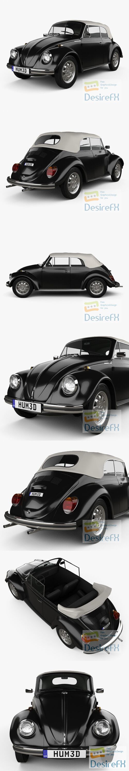 Volkswagen Beetle convertible 1975 3D Model