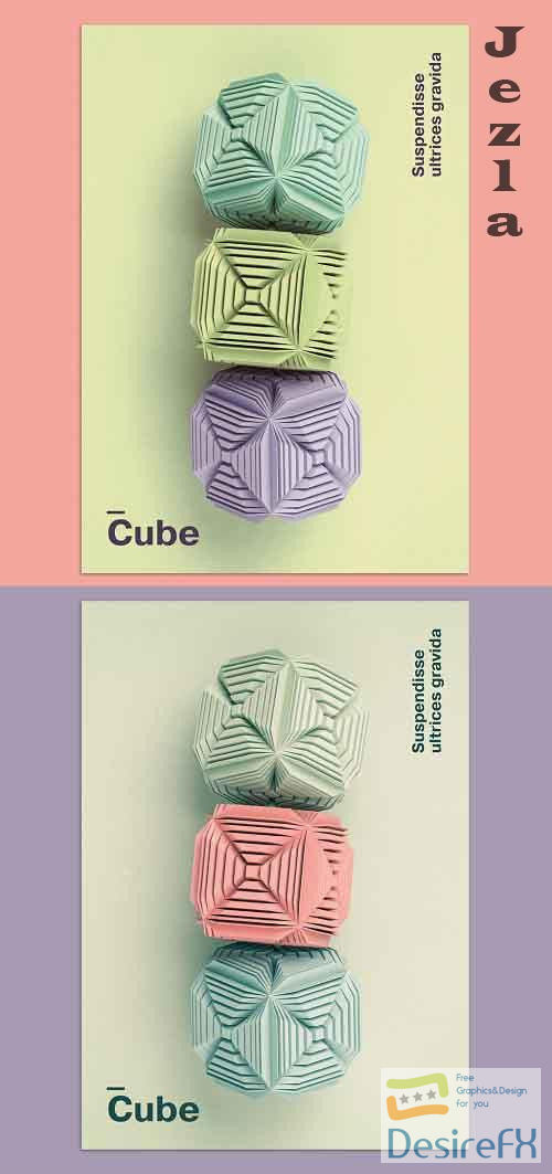 3D Cubes Art Poster Layout 375927576