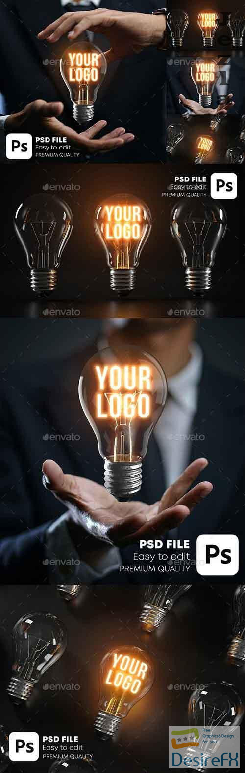 Glowing Bulb Logo Mockup Pack 28404076