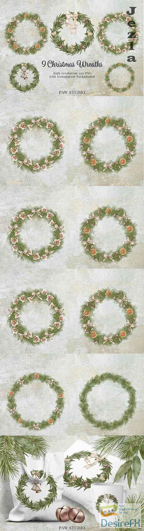 Christmas Wreath Clipart Winter Greenery Holidays New Year - 901101