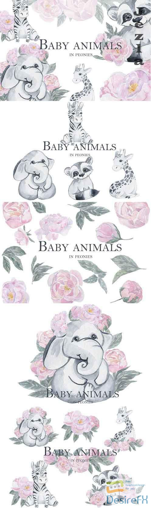 Baby animals in peonies - 816085