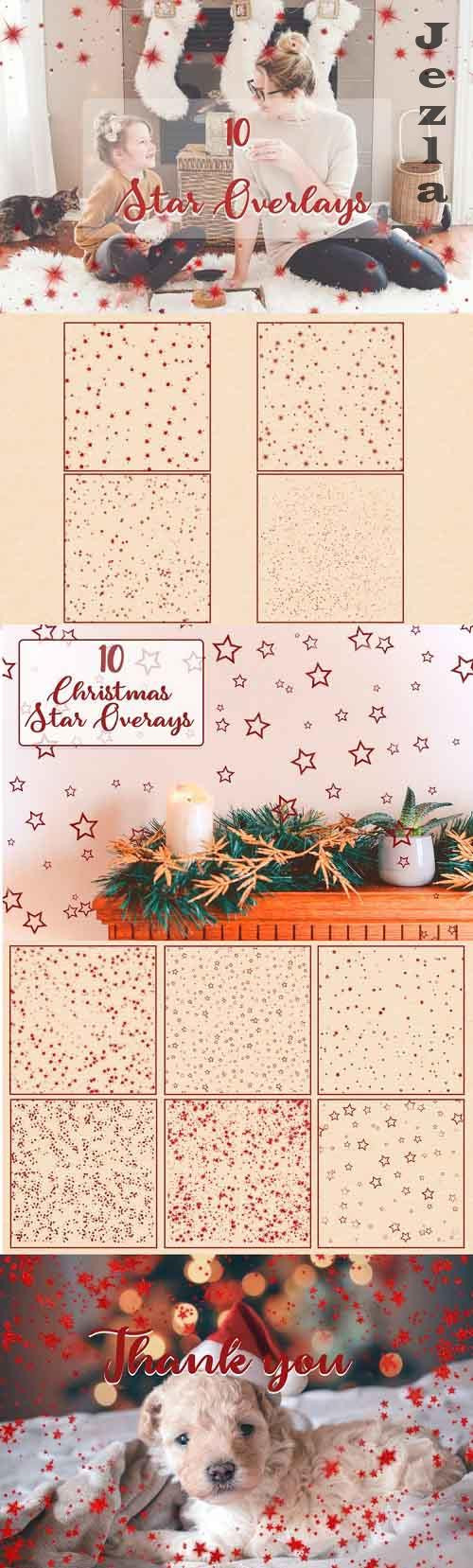 Christmas Star Photo Overlays | Red Metallic Star Overlays - 919767