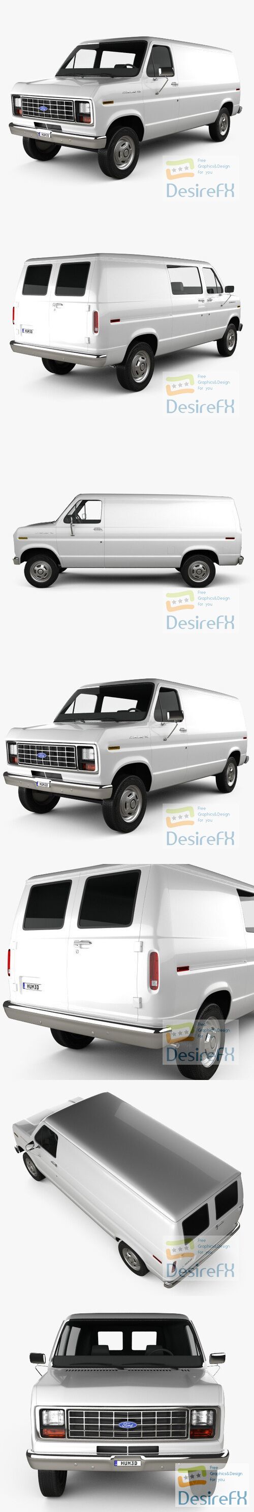 Ford E-Series Econoline Cargo Van 1986 3D Model