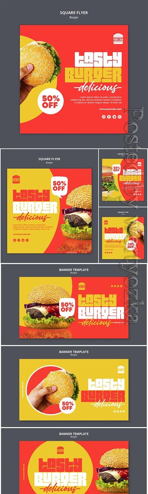 Burger concept banner template psd