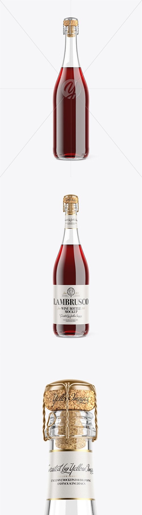 Clear Glass Lambrusco Bottle With Red Wine Mockup 62230
