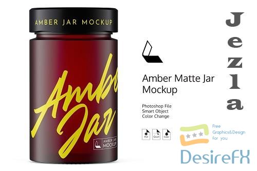 CreativeMarket - Amber Matte Jar Mockup 4944481