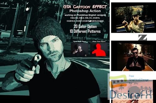 CreativeMarket - GTA Cartoon Effect Photoshop Action 5485273
