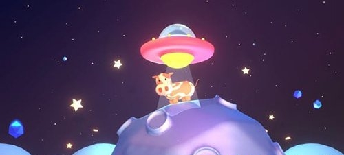 Cute UFO And Cow 29012971