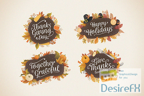 Flat design thanksgiving badge collection