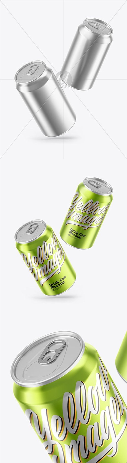 Glossy Metallic Drink Cans Mockup 66564