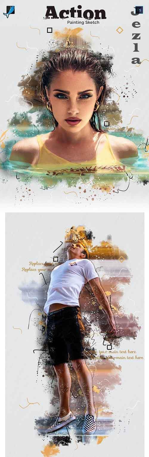 GraphicRiver - Painting Sketch Photoshop Action 28803321
