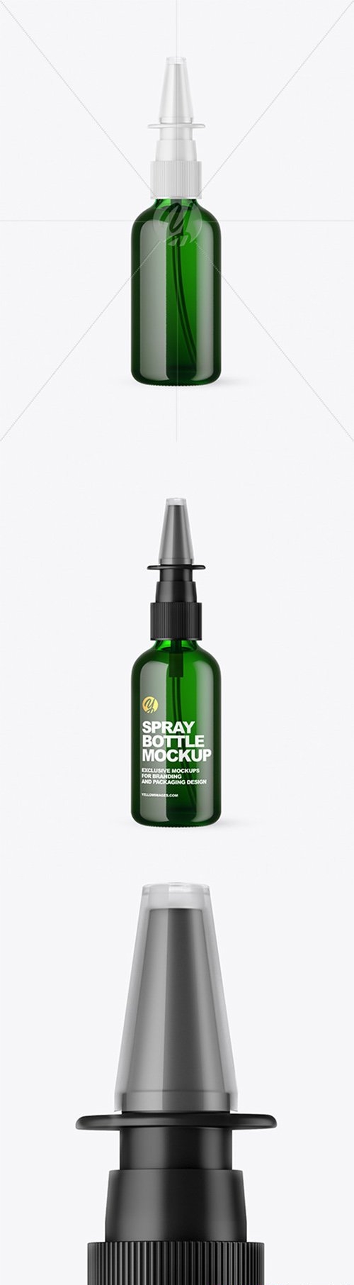 Green Glass Nasal Spray Bottle Mockup 66536