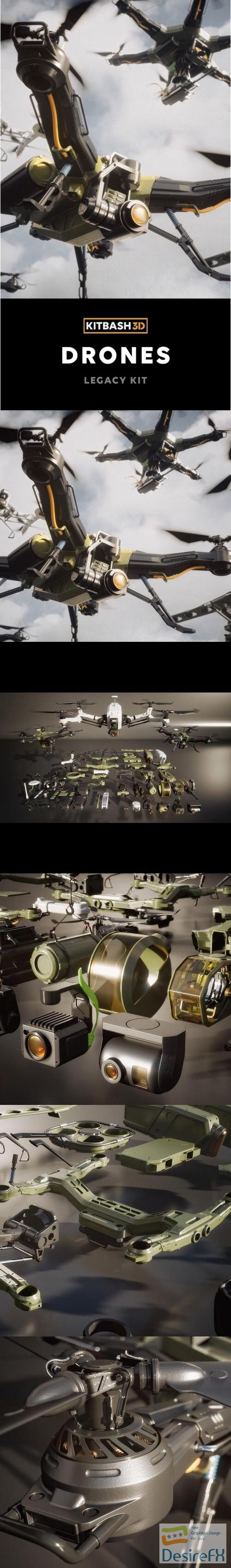 Kitbash3d Vehicles - Drones 3D Models