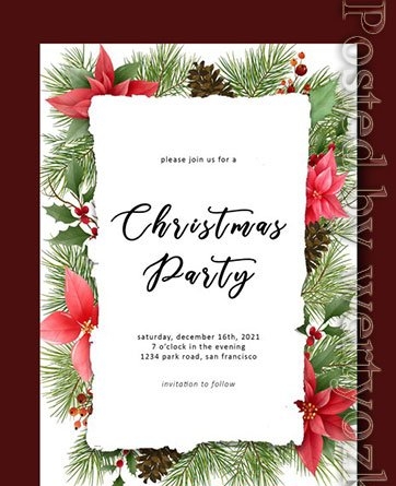 Merry christmas template with pine leaf decorations and christmas ornaments premium psd