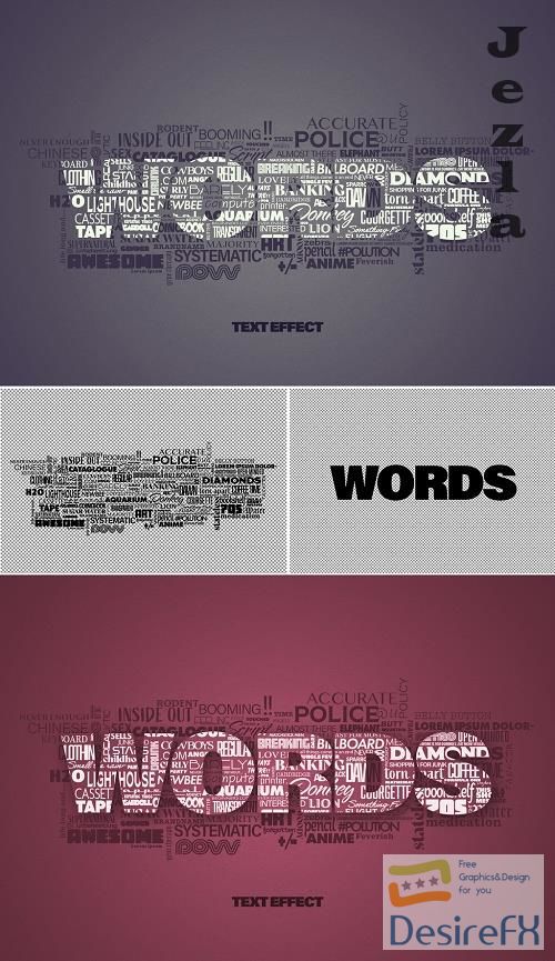 Mixed Text Words Cloud Effect Mockup 387205415