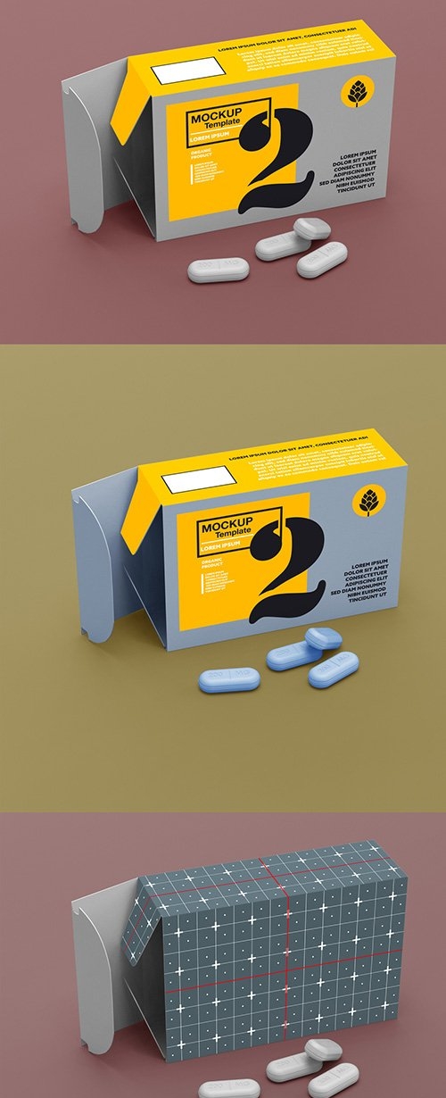 Paper Box with Pills Mockup 345718260