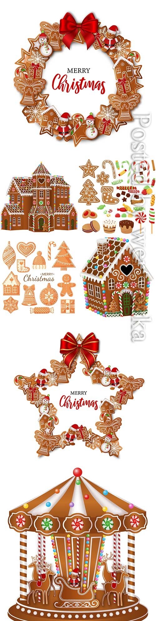 Vector christmas set gingerbreads