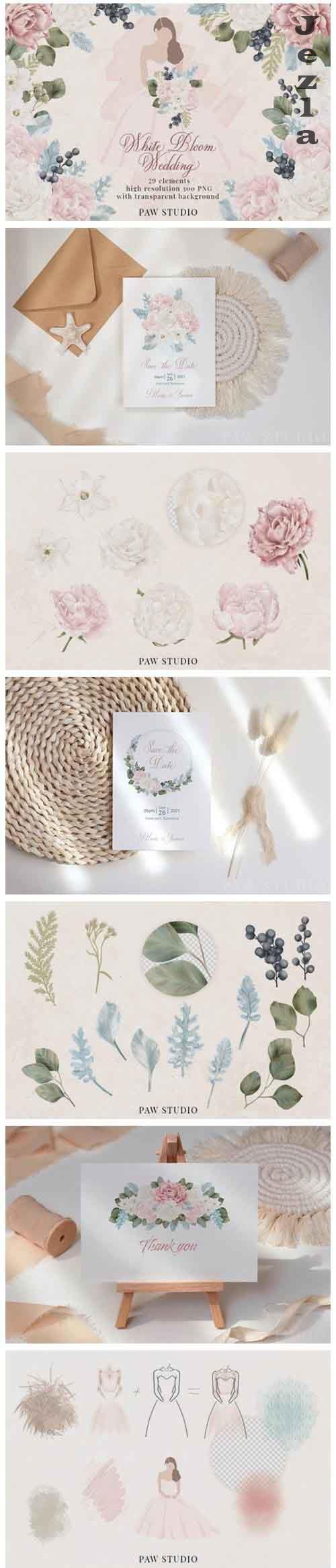 White Pink Flowers Winter Leaves Wedding - 957122